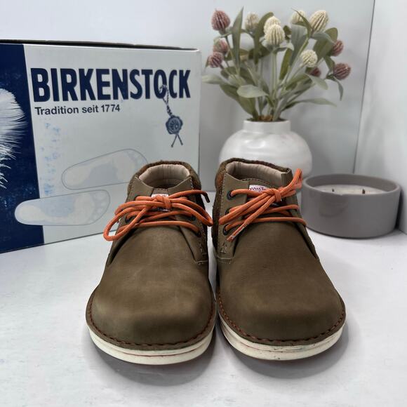 Birkenstock Memphis High Leather/Textile Shoes Mushroom Women 6/Men 4 NWB - Picture 2 of 10